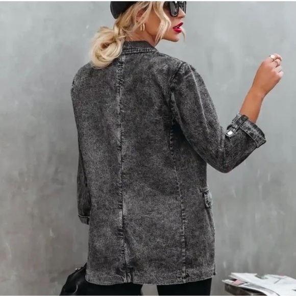 Vici Black Acid Wash Blazer Size Small - Picture 2 of 15